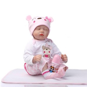22" Mini Cute Simulation Baby Toy in Hippo Pattern Clothes Pink